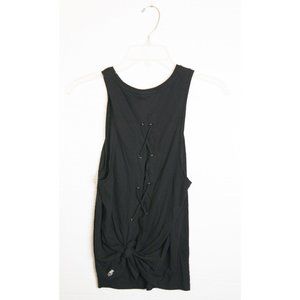 Victoria Sport Lace & knot Back Tank Crew Neck Black xs